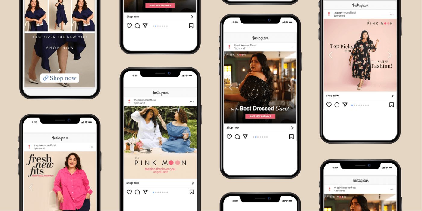 The Pink Moon Instagram ad creatives
