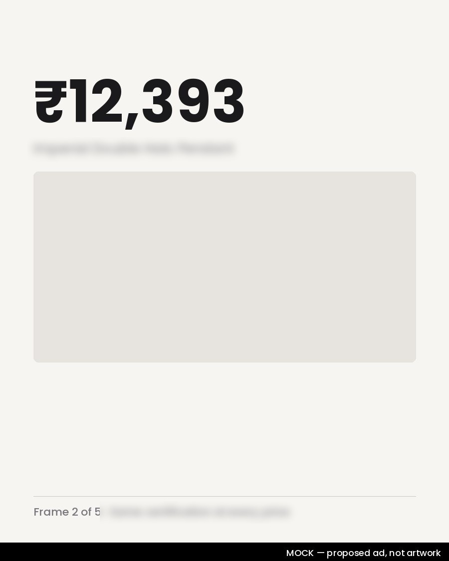 A mocked static ad proposing a stated price, product name blurred